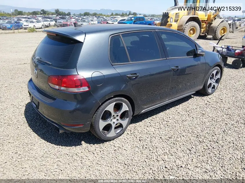 2012 Volkswagen Gti 4-Door VIN: WVWHD7AJ4CW215339 Lot: 45579824