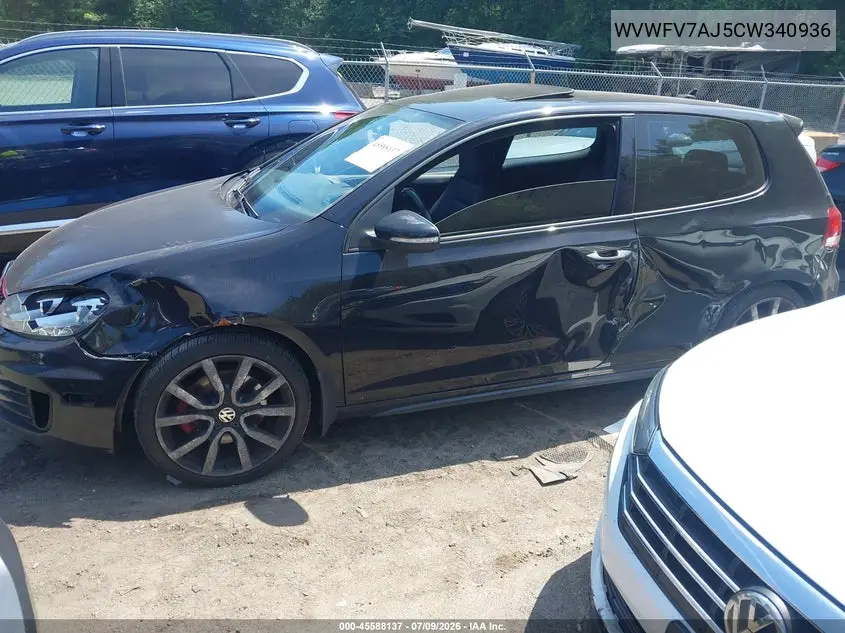 2012 Volkswagen Gti 2-Door Autobahn VIN: WVWFV7AJ5CW340936 Lot: 45588137