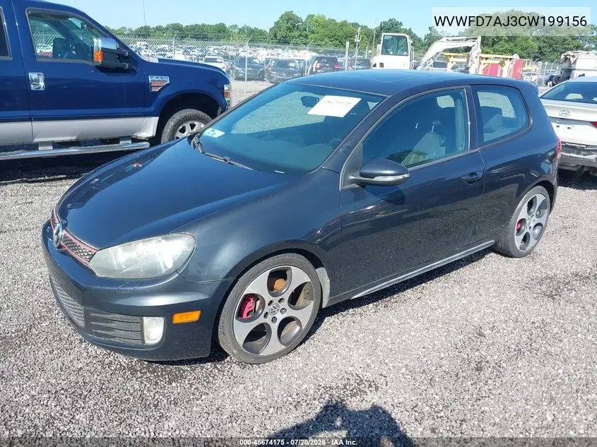 2012 Volkswagen Gti 2-Door VIN: WVWFD7AJ3CW199156 Lot: 45674175
