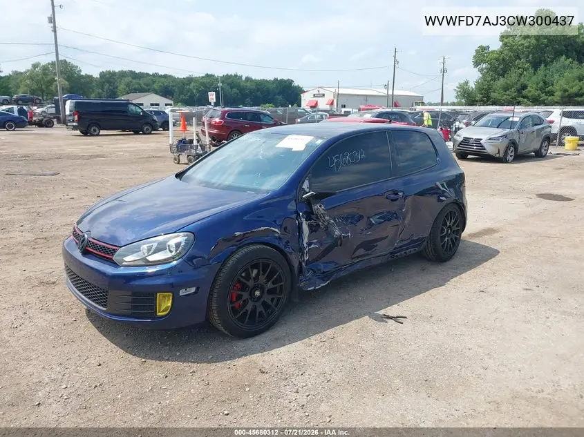 2012 Volkswagen Gti 2-Door VIN: WVWFD7AJ3CW300437 Lot: 45680312