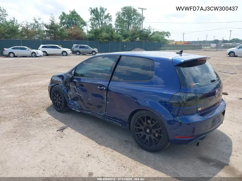 2012 Volkswagen Gti 2-Door VIN: WVWFD7AJ3CW300437 Lot: 45680312