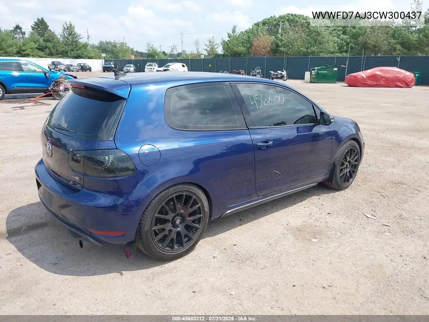 2012 Volkswagen Gti 2-Door VIN: WVWFD7AJ3CW300437 Lot: 45680312