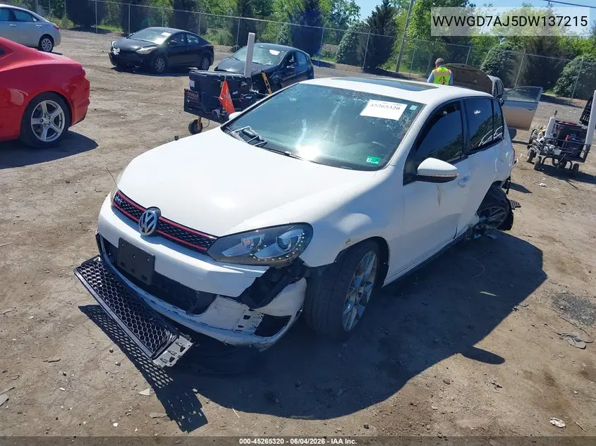 2013 Volkswagen Gti Drivers Edition VIN: WVWGD7AJ5DW137215 Lot: 45265320