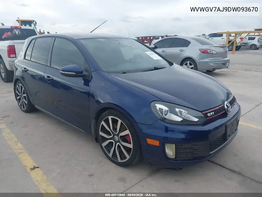 2013 Volkswagen Gti 4-Door Autobahn VIN: WVWGV7AJ9DW093670 Lot: 45310940