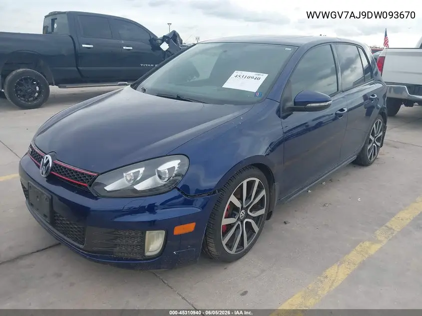 2013 Volkswagen Gti 4-Door Autobahn VIN: WVWGV7AJ9DW093670 Lot: 45310940