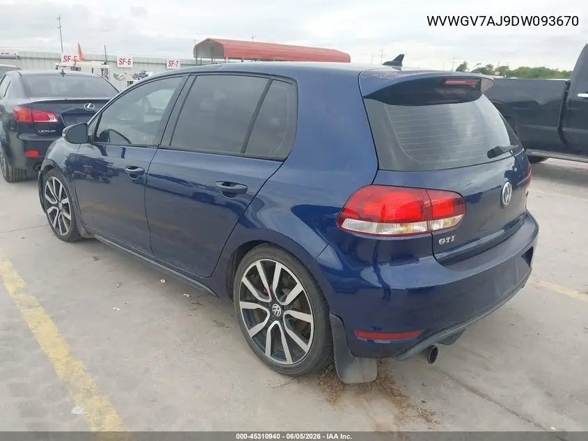 2013 Volkswagen Gti 4-Door Autobahn VIN: WVWGV7AJ9DW093670 Lot: 45310940