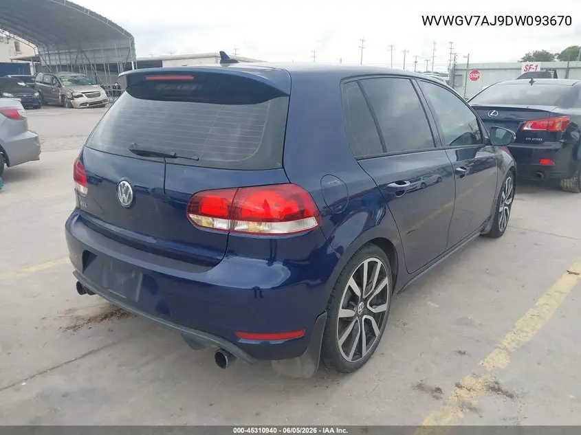 2013 Volkswagen Gti 4-Door Autobahn VIN: WVWGV7AJ9DW093670 Lot: 45310940