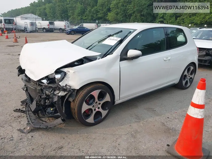 2013 Volkswagen Gti 2-Door VIN: WVWED7AJ4DW116394 Lot: 45648180