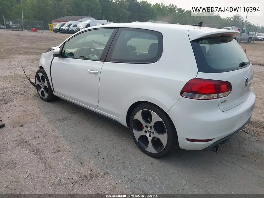 2013 Volkswagen Gti 2-Door VIN: WVWED7AJ4DW116394 Lot: 45648180
