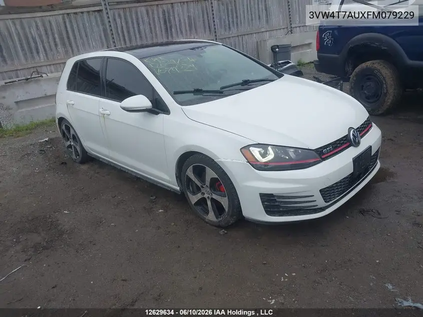 2015 Volkswagen Gti VIN: 3VW4T7AUXFM079229 Lot: 12629634