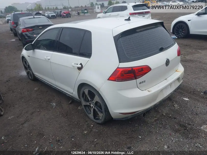 2015 Volkswagen Gti VIN: 3VW4T7AUXFM079229 Lot: 12629634