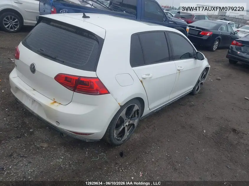 2015 Volkswagen Gti VIN: 3VW4T7AUXFM079229 Lot: 12629634