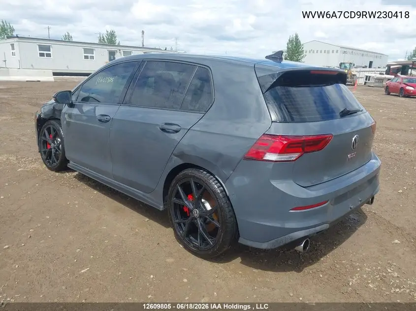 2024 Volkswagen Gti Performance VIN: WVW6A7CD9RW230418 Lot: 12609805