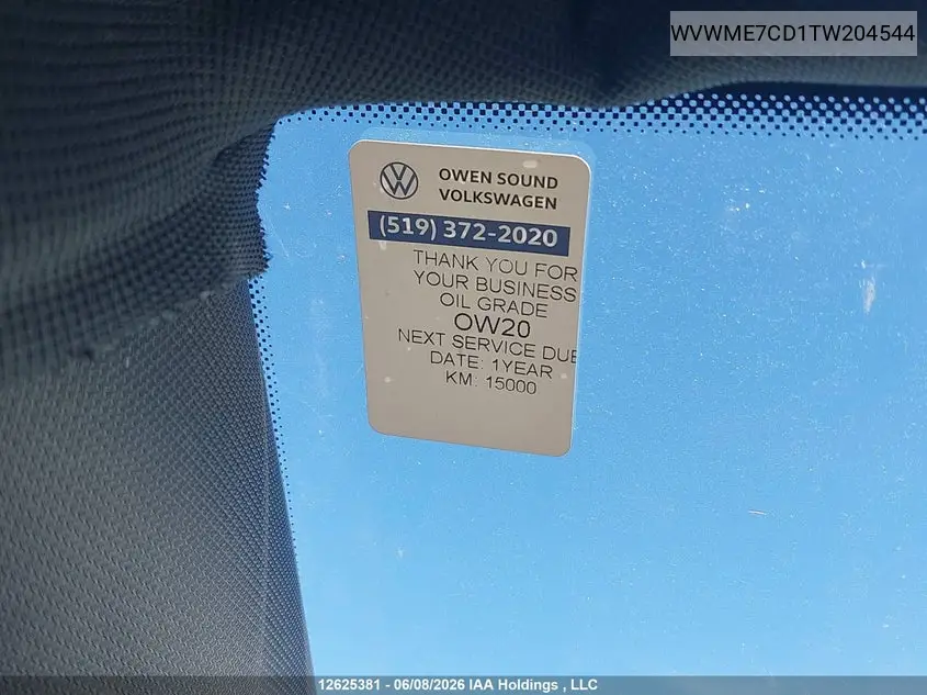 2026 Volkswagen Gti VIN: WVWME7CD1TW204544 Lot: 12625381