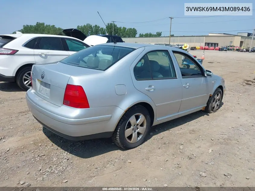 2003 Volkswagen Jetta Gls 2.0L VIN: 3VWSK69M43M089436 Lot: 45665545
