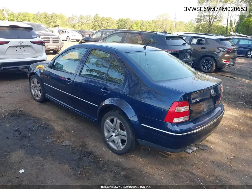 2004 Volkswagen Jetta Gls 1.8T VIN: 3VWSE69M74M020653 Lot: 45162527