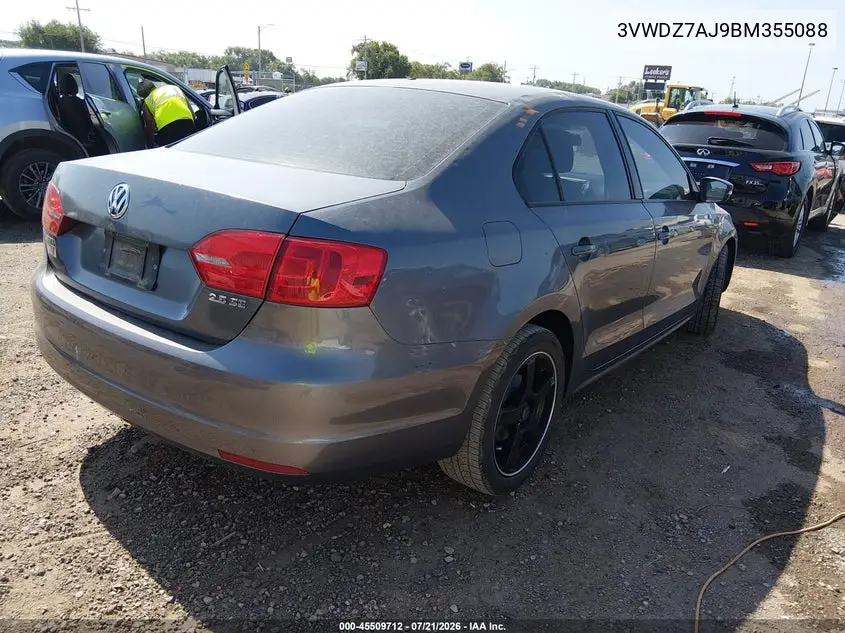 2011 Volkswagen Jetta 2.5L Se VIN: 3VWDZ7AJ9BM355088 Lot: 45509712