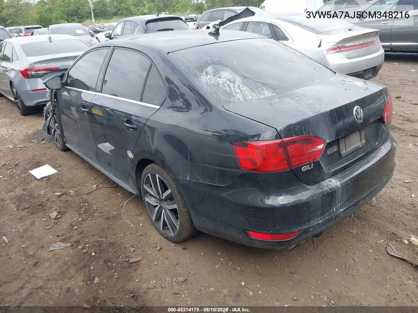 2012 Volkswagen Jetta Gli Autobahn W/Nav VIN: 3VW5A7AJ5CM348216 Lot: 45314175