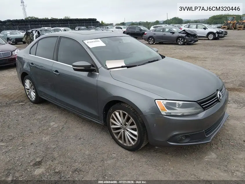 2012 Volkswagen Jetta 2.5L Sel VIN: 3VWLP7AJ6CM320446 Lot: 45684496