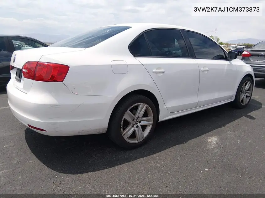 2012 Volkswagen Jetta 2.0L S VIN: 3VW2K7AJ1CM373873 Lot: 45687258