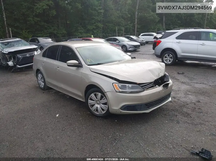 2013 Volkswagen Jetta 2.5L Se VIN: 3VWDX7AJ3DM294569 Lot: 45681424