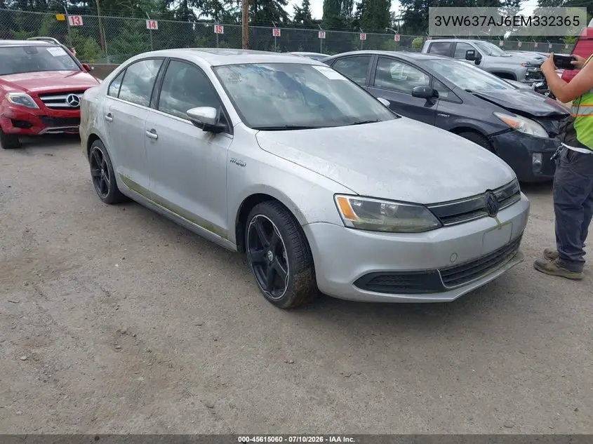 2014 Volkswagen Jetta Hybrid Sel VIN: 3VW637AJ6EM332365 Lot: 45615060