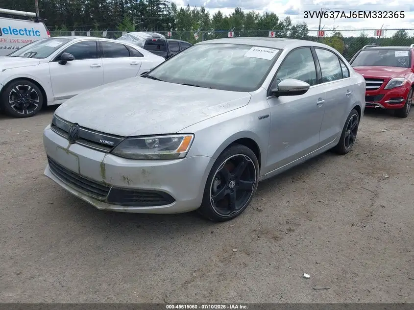 2014 Volkswagen Jetta Hybrid Sel VIN: 3VW637AJ6EM332365 Lot: 45615060