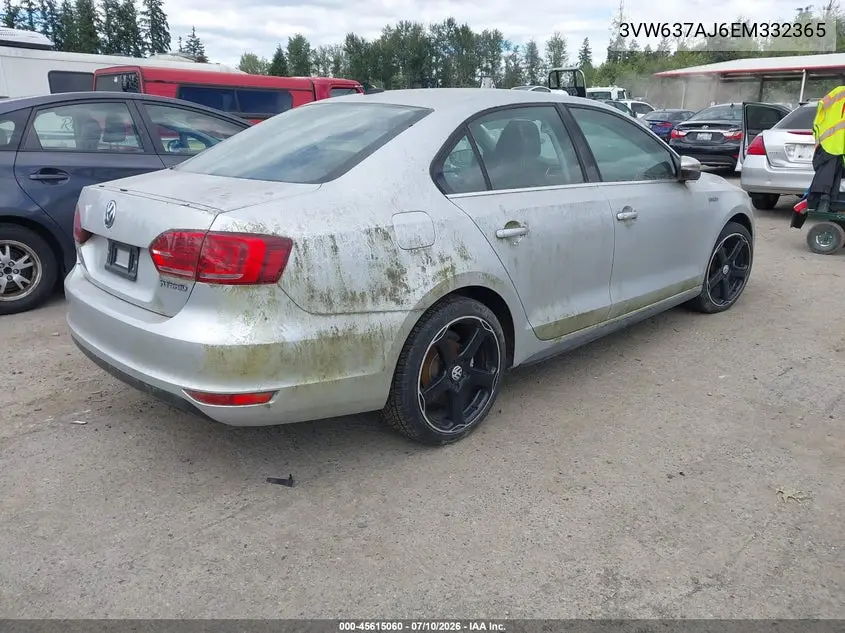2014 Volkswagen Jetta Hybrid Sel VIN: 3VW637AJ6EM332365 Lot: 45615060