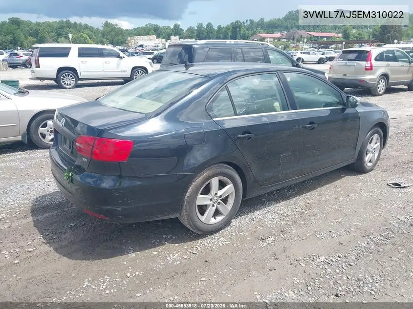 2014 Volkswagen Jetta 2.0L Tdi VIN: 3VWLL7AJ5EM310022 Lot: 45653918