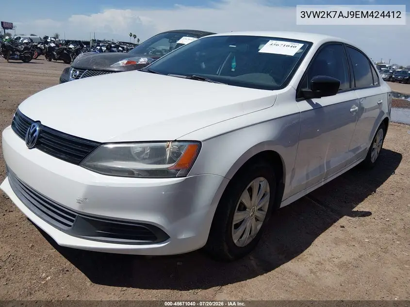 2014 Volkswagen Jetta 2.0L S VIN: 3VW2K7AJ9EM424412 Lot: 45671040