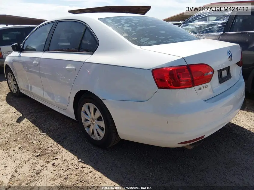 2014 Volkswagen Jetta 2.0L S VIN: 3VW2K7AJ9EM424412 Lot: 45671040