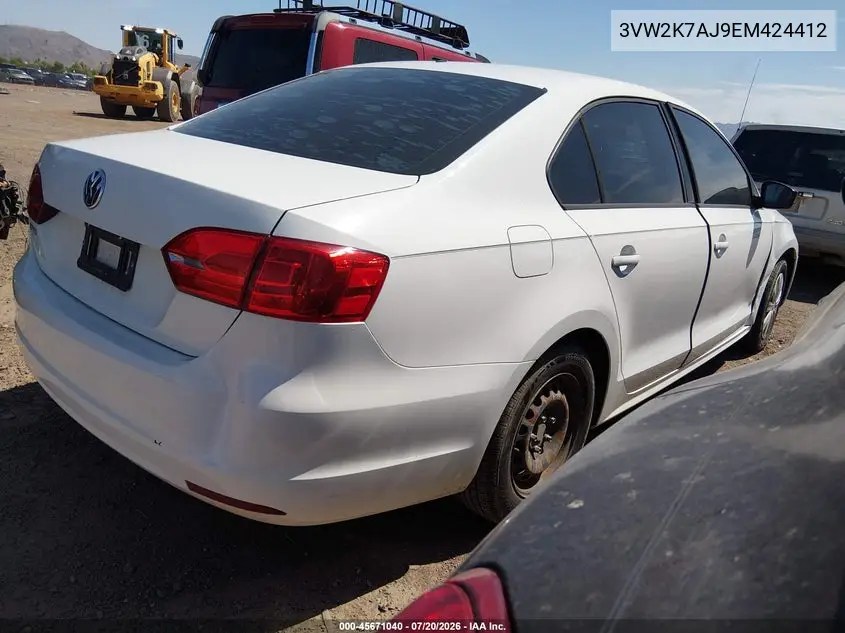 2014 Volkswagen Jetta 2.0L S VIN: 3VW2K7AJ9EM424412 Lot: 45671040