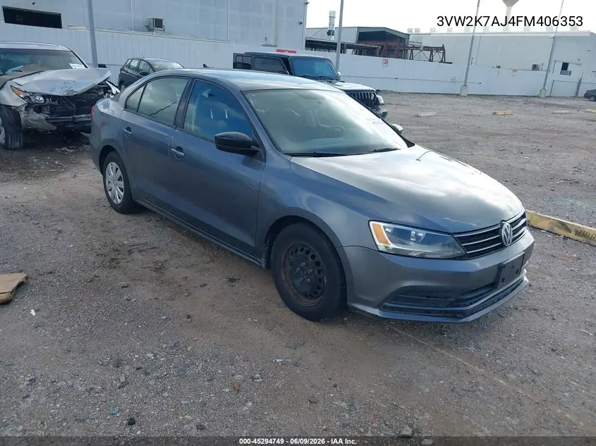 2015 Volkswagen Jetta 2.0L S VIN: 3VW2K7AJ4FM406353 Lot: 45294749