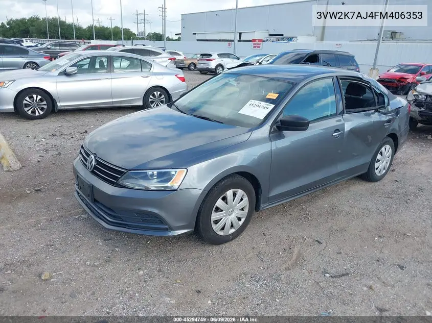 2015 Volkswagen Jetta 2.0L S VIN: 3VW2K7AJ4FM406353 Lot: 45294749