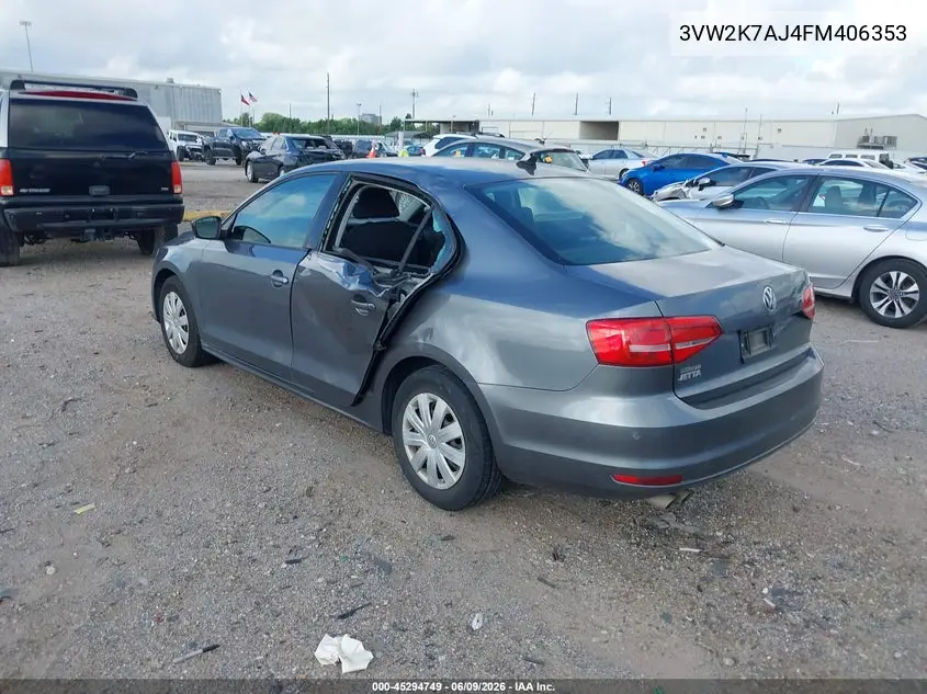 2015 Volkswagen Jetta 2.0L S VIN: 3VW2K7AJ4FM406353 Lot: 45294749