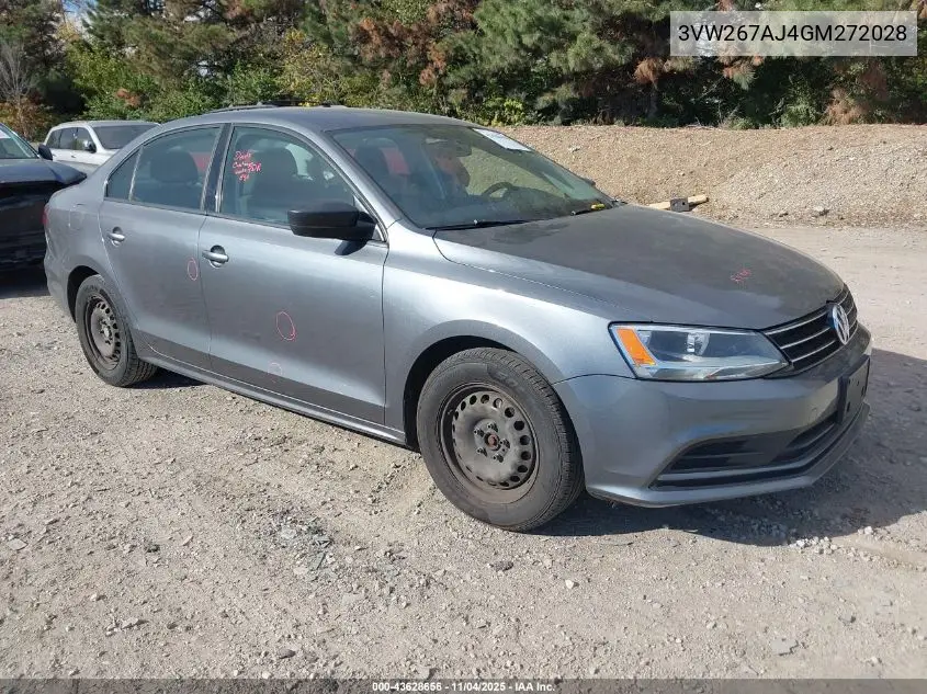 3VW267AJ4GM272028 2016 Volkswagen Jetta 1.4T S