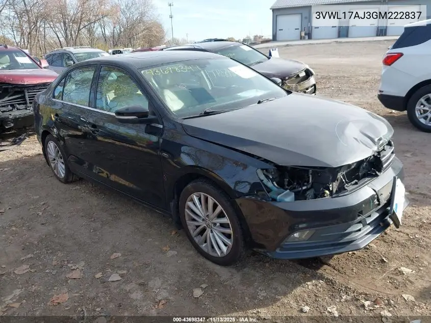 3VWL17AJ3GM222837 2016 Volkswagen Jetta 1.8T Sel