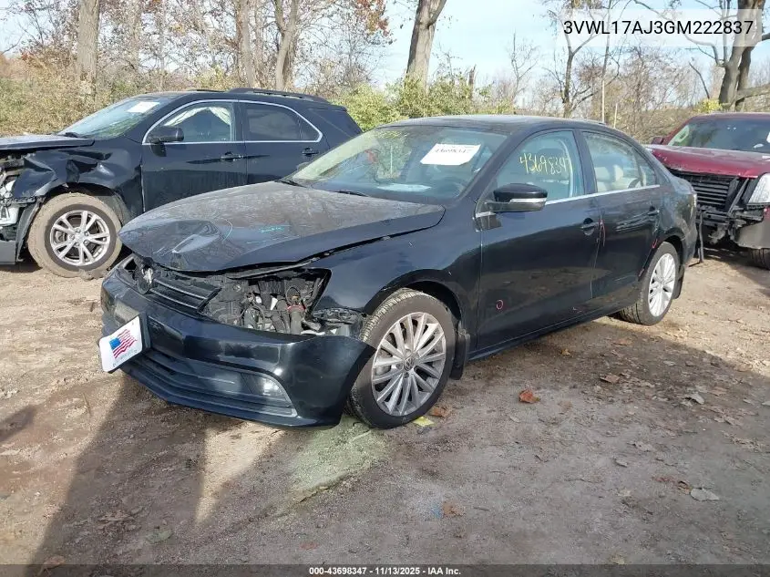 3VWL17AJ3GM222837 2016 Volkswagen Jetta 1.8T Sel