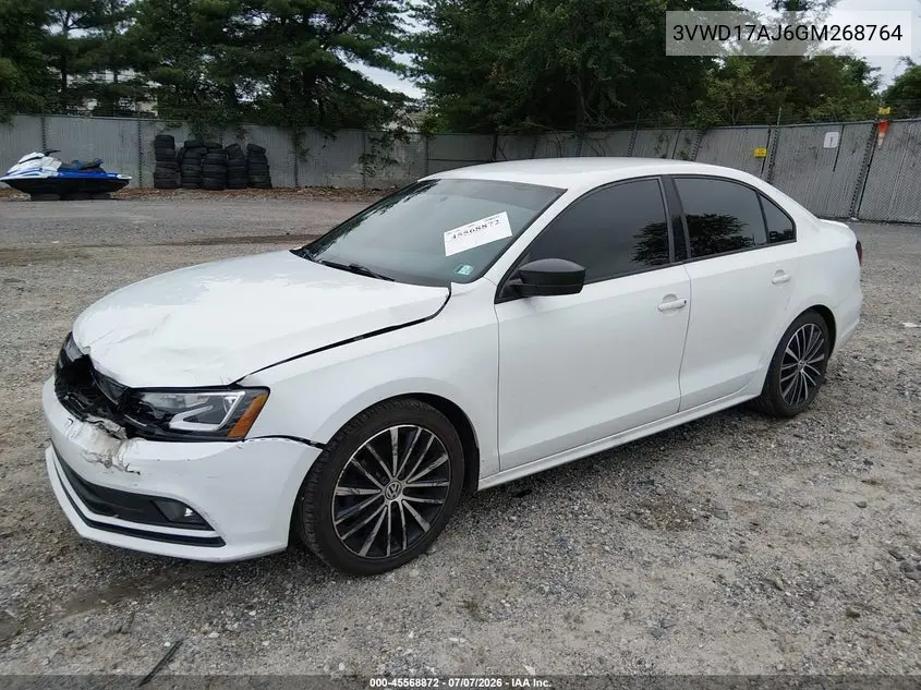 2016 Volkswagen Jetta 1.8T Sport VIN: 3VWD17AJ6GM268764 Lot: 45568872