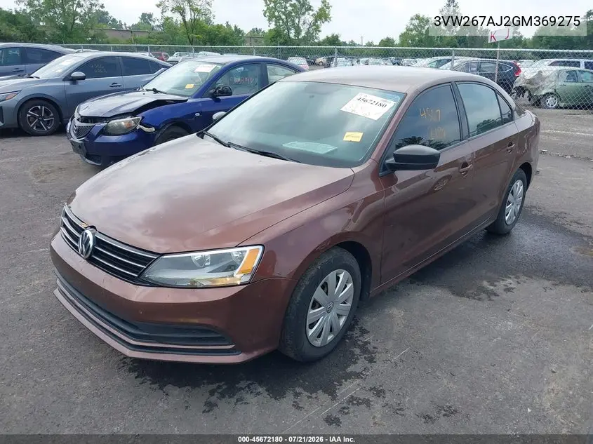 2016 Volkswagen Jetta 1.4T S VIN: 3VW267AJ2GM369275 Lot: 45672180