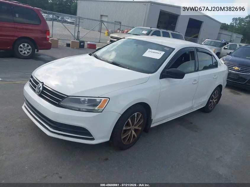 2016 Volkswagen Jetta 1.4T Se VIN: 3VWD67AJ2GM382696 Lot: 45680861