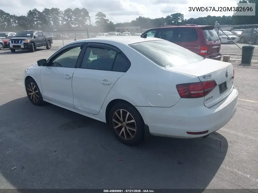 2016 Volkswagen Jetta 1.4T Se VIN: 3VWD67AJ2GM382696 Lot: 45680861