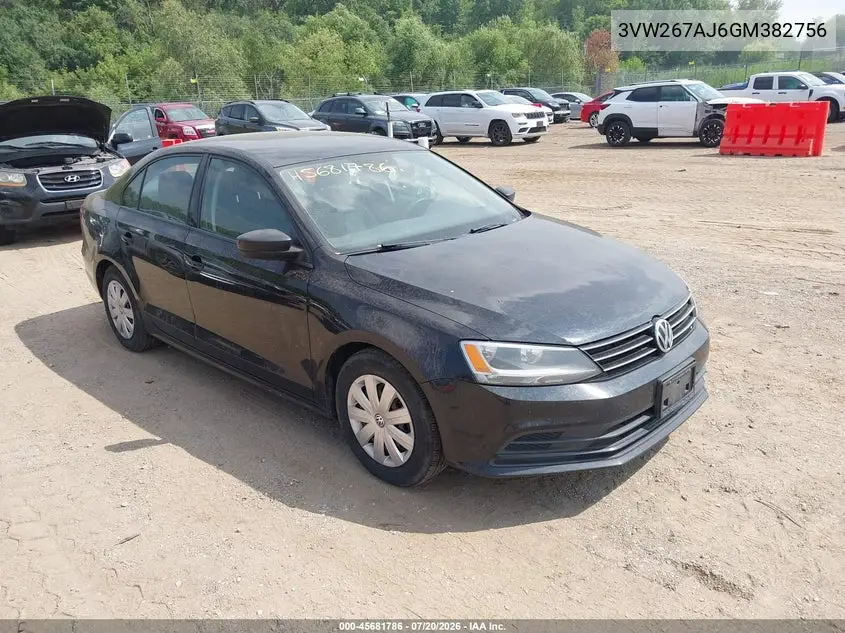 2016 Volkswagen Jetta 1.4T S VIN: 3VW267AJ6GM382756 Lot: 45681786
