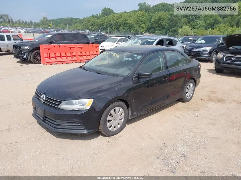 2016 Volkswagen Jetta 1.4T S VIN: 3VW267AJ6GM382756 Lot: 45681786