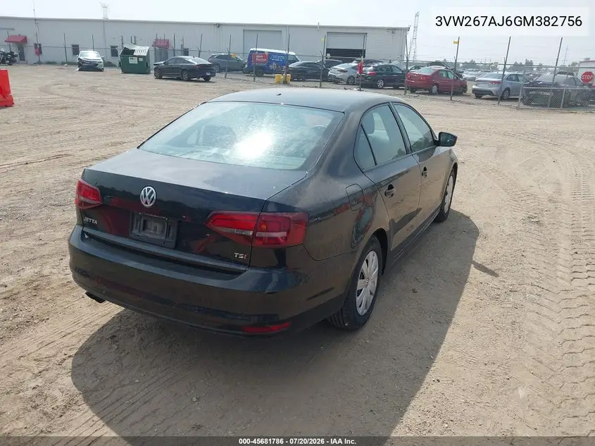 2016 Volkswagen Jetta 1.4T S VIN: 3VW267AJ6GM382756 Lot: 45681786
