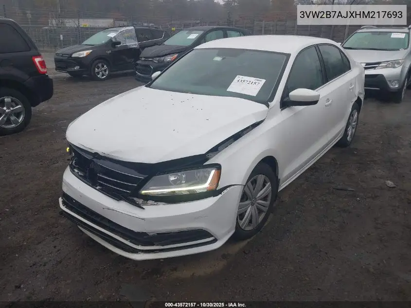 3VW2B7AJXHM217693 2017 Volkswagen Jetta 1.4T S