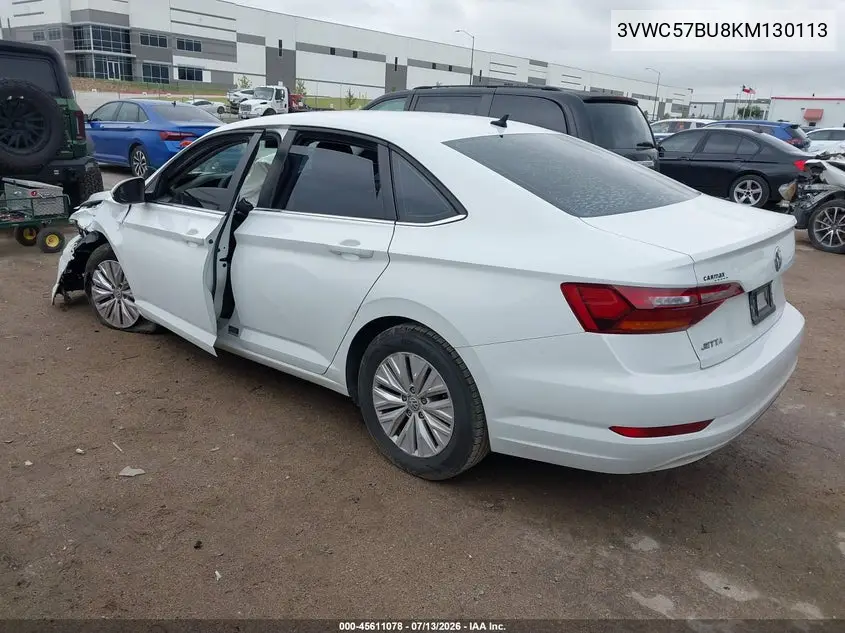 2019 Volkswagen Jetta 1.4T R-Line/1.4T S/1.4T Se VIN: 3VWC57BU8KM130113 Lot: 45611078