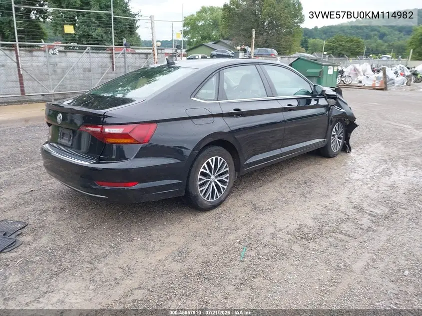 2019 Volkswagen Jetta 1.4T Sel VIN: 3VWE57BU0KM114982 Lot: 45657910
