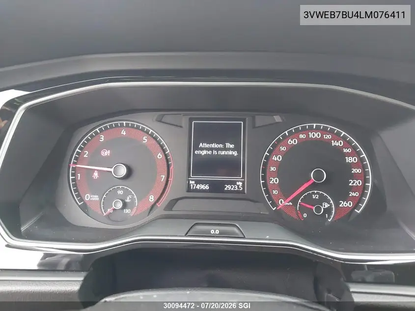 2020 Volkswagen Jetta Sel VIN: 3VWEB7BU4LM076411 Lot: 30094472