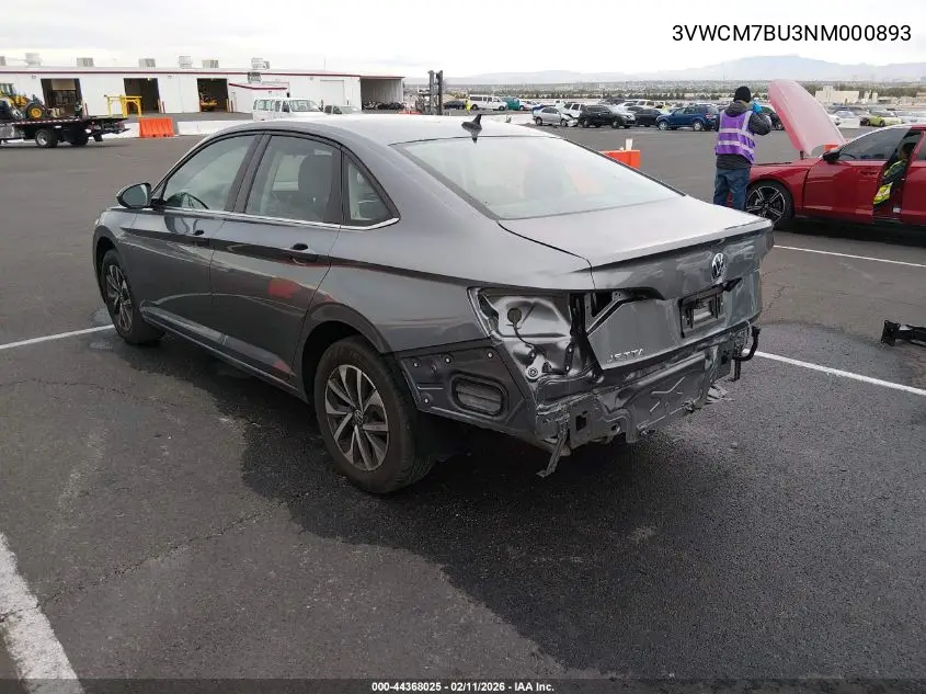 2022 Volkswagen Jetta 1.5T S VIN: 3VWCM7BU3NM000893 Lot: 44368025